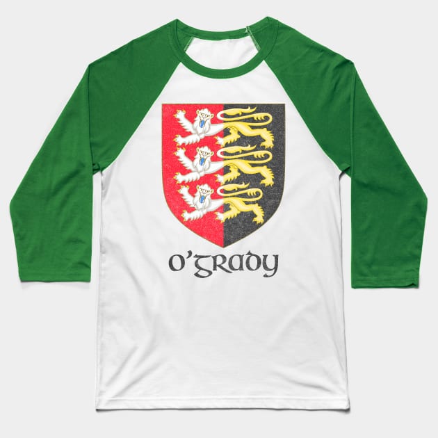 O'Grady / Faded Style Family Crest Design Baseball T-Shirt by feck!